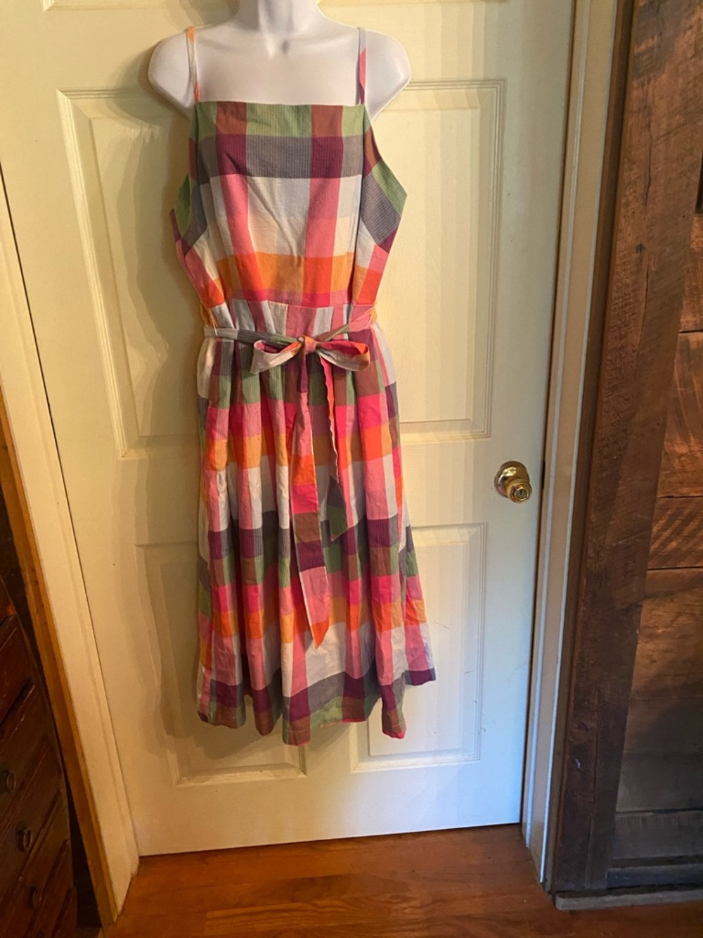 kate spade Multicolor Plaid Sundress in Pink, Orange, Green, Purple & White